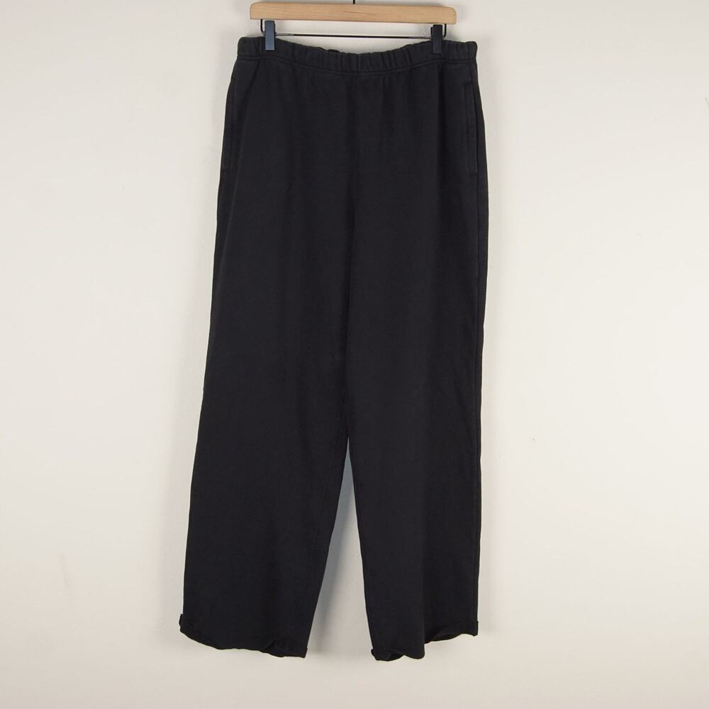 Skims Cotton Fleece Straight Leg Cuffed Black Sweat Pants Womens Sz L